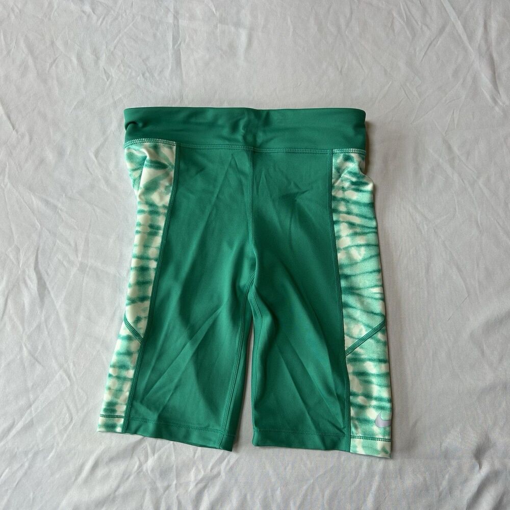 Nike Youth Girl's Trophy Green Tie-Dye Dri-Fit Training Bike Shorts Size L